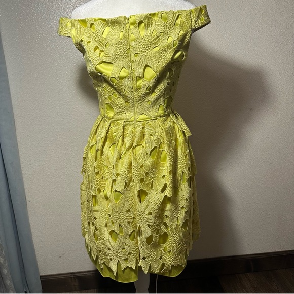 Adrianna Papell Dress Womens size 8 yellow green color flare bottom fit - Picture 13 of 17